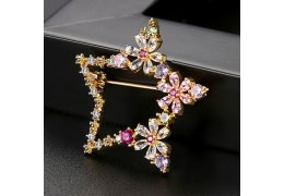 Brosa cu cristale cubic zirconia Multicolored Shinning Star