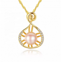 Colier din Argint 925 Twisted Gold Pink Pearl