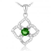 Colier Lucky Clover Emerald Silver 925