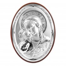 Icoana argintata cu Maica Domnului si Pruncul - 24 x 30 cm